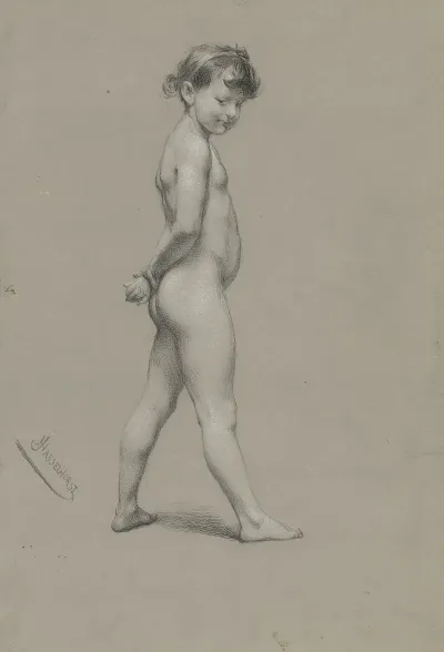 Akt Nach Einem Kleinem Madchen In Ganzer Figur Nach Rechts