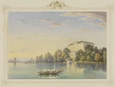 Album Der Insel Mainau Ansicht Des Schlosses Vom See Her