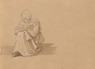 Album With Views Of Rome And Surroundings Landscape Studies Page 19a Seated Female Figure
