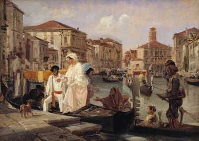Alighting From A Gondola In Venice