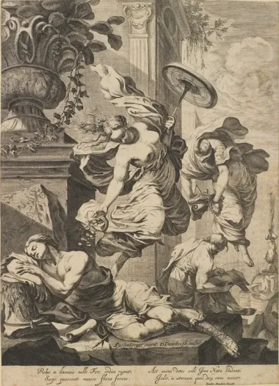 Allegori Med Fortuna Og En Sovende Kunstner