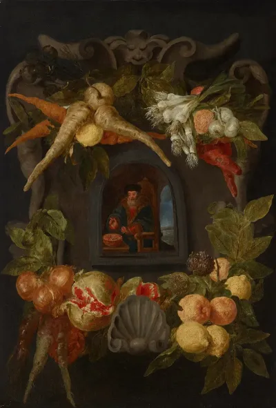 Allegories Of The Four Seasons Surrounded By Garlands Of Seasonal Flowers And Fruits 1