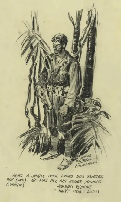 Along A Jungle Trail Found This Rugged Boy Inf He Was Pvt Art Neuer Machine Gunnder