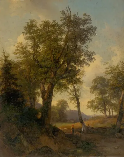Alpine Landscape With Trees In The Foreground