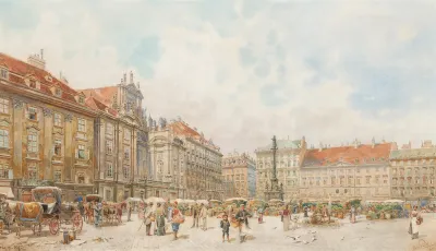 Am Hof Square With Market Stalls And Staffage