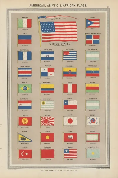 American Asiatic And African Flags
