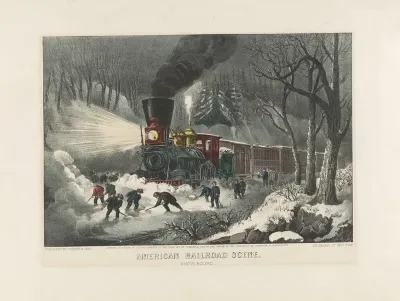 American Railroad Scene Snowbound