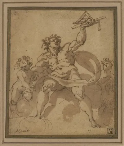 An Allegory Of Architecture A Male Figure With Two Putti