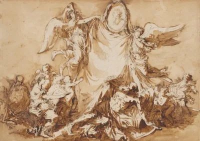 An Allegory Of The Arts Vanquishing Time Surmounted By A Medallion Portrait Of King Stanislaw August Of Poland As Patron Of The Arts