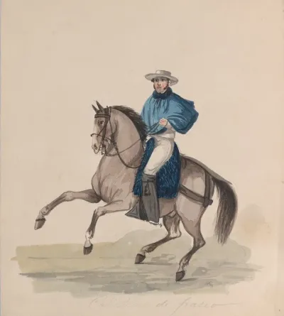 An Elegantly Dressed Man On Horseback