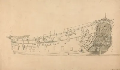 An English Man Of War Port View From The Stern