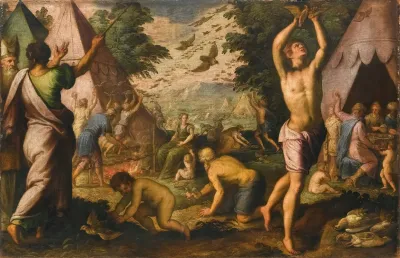 An Episode From The Exodus A Storm Of Quails Gathers Over The Israelites Camp