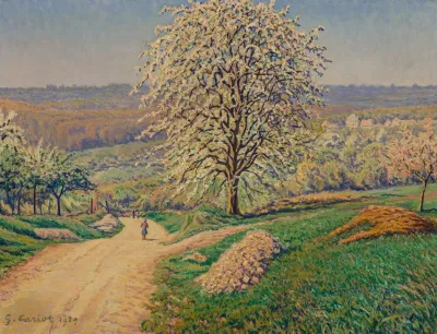 An Extensive Landscape With A Figure Walking On A Road