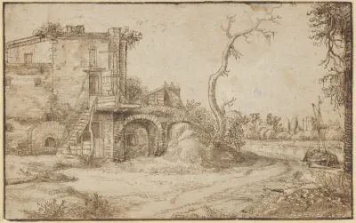 An Inhabited Ruin On The Bank Of A River