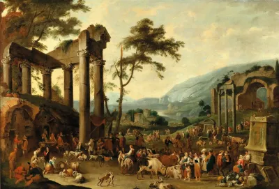 An Italianate Landscape With A Market Scene 2