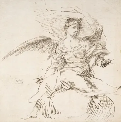 Angel Seated On Clouds