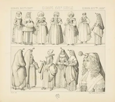 Angleterre Brabant Allemagne Et France Costumes Feminins 1640 1650 Les Dames Houppes