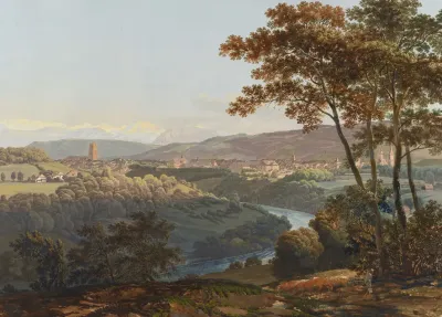 Ansicht Der Stadt Bern Und Der Alpen