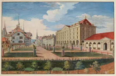 Ansicht Des Kornhauses Und Der Grabenpromenade In Bern