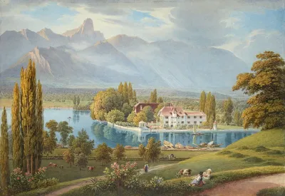 Ansicht Von Schadau Mit Aaremundung Bei Thun