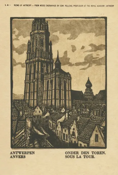 Ansichtkaart Met Een Voorstelling Van Onder Den Toren Te Antwerpen