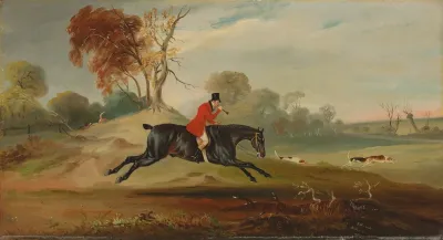 Anthony Adrian 7th Earl Of Kintore On Tom Of Lincoln Hunting In An Extensive Landscape