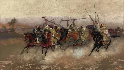 Arab Horsemen In Gallop