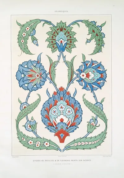 Arabesques Etudes De Feuilles De Fleurons Peints Sur Faience Grandeur Dexecution