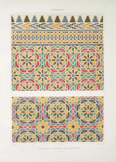 Arabesques Mihrab De La Mosquee De Cheykhoun Faiences Murales 1
