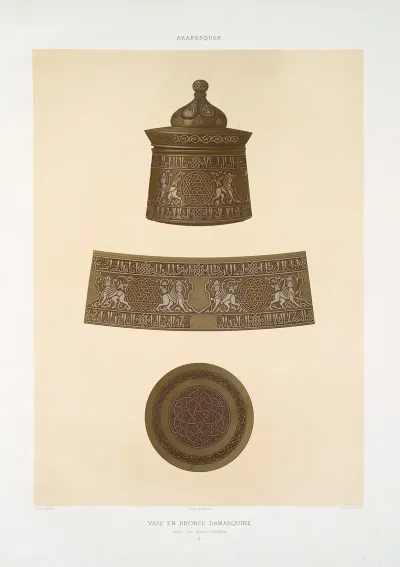 Arabesques Vase En Bronze Damasquine Orne De Martichores