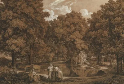 Arcadian Landscape With Three Figures At A Lake