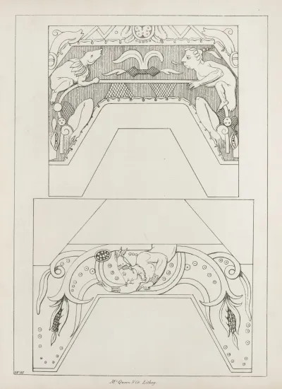 Architectural Elements With Figures Dogs And Corn