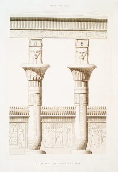 Architecture Colonnes Du Temple De Nectanebe Philae Xxxe Dinastie