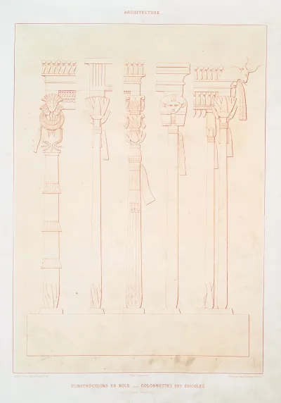 Architecture Constructions En Bois Colonnettes Des Edicules Xviiie Et Xixe Dynasties