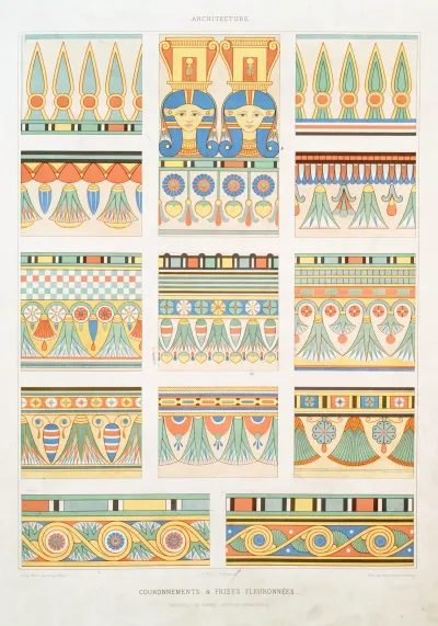 Architecture Couronnements Frises Fleuronnees Necropole De Thebes Xviiie Xxe Dynasties