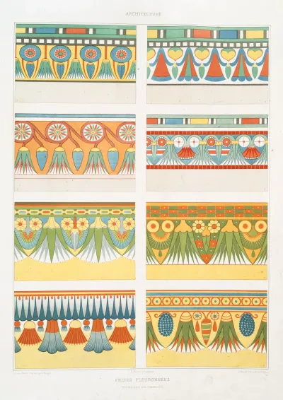 Architecture Frises Fleuronnees Peintes Dans Les Tombeaux