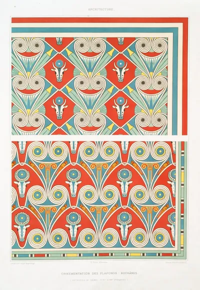 Architecture Ornementation Des Plafonds Bucranes Necropole De Thebes Xviiie A Xxe Dynasties