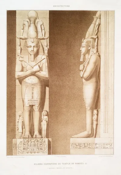 Architecture Piliers Caryatides Du Temple De Ramses Iii Medineh Thabou Xxe Dynastie
