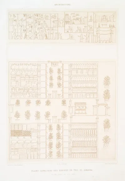 Architecture Plans Cavaliers Des Edifices De Tell El Amarna Sculptes Dans Les Hypogees
