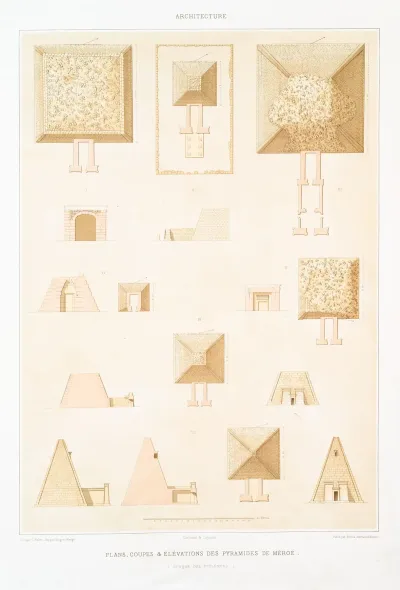 Architecture Plans Coupes Elevations Des Pyramides De Meroe Epoque Des Ptolemees
