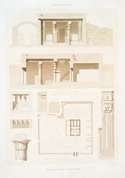 Architecture Temple De Deyr El Medineh Plan Coupes Et Details