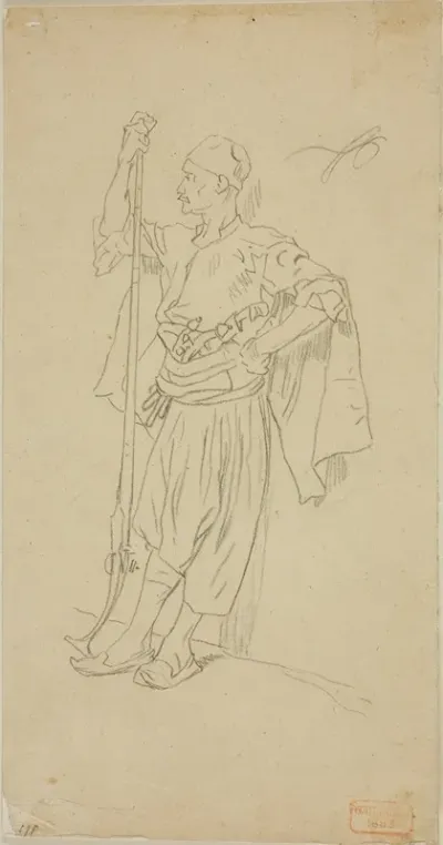 Armed Arab Leaning Against A Wall