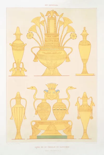 Art Industriel Vases En Or Emaille Ou Cloisonne Thebes Xxe Dynastie