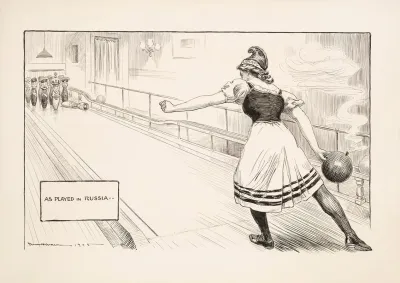 As Played In Russia A Woman Representing Liberty Is Bowling