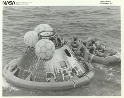 Astronauts In Lifeboat After Apollo 11 Splashdown