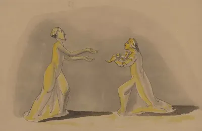 Aux Petites Carmelites Deux Personnages Avec Un Enfant