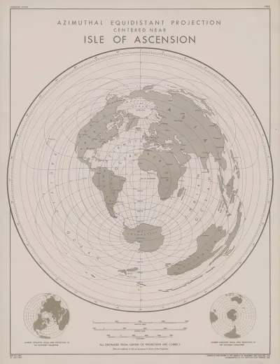 Azimuthal Equidistant Projection Centered Near Isle Of Ascension