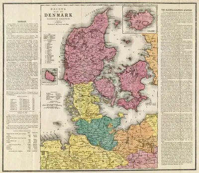 Bacons Map Of Denmark Sleswig Holstein