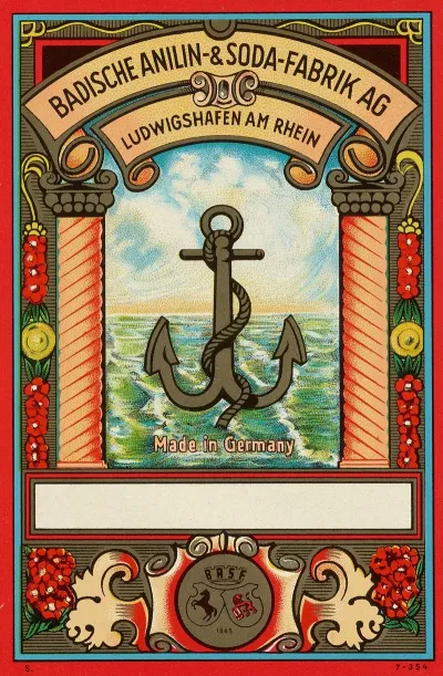 Badische Anilin Soda Fabrik Dye Label With Anchor