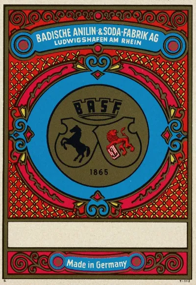 Badische Anilin Soda Fabrik Dye Label With Basf Seal